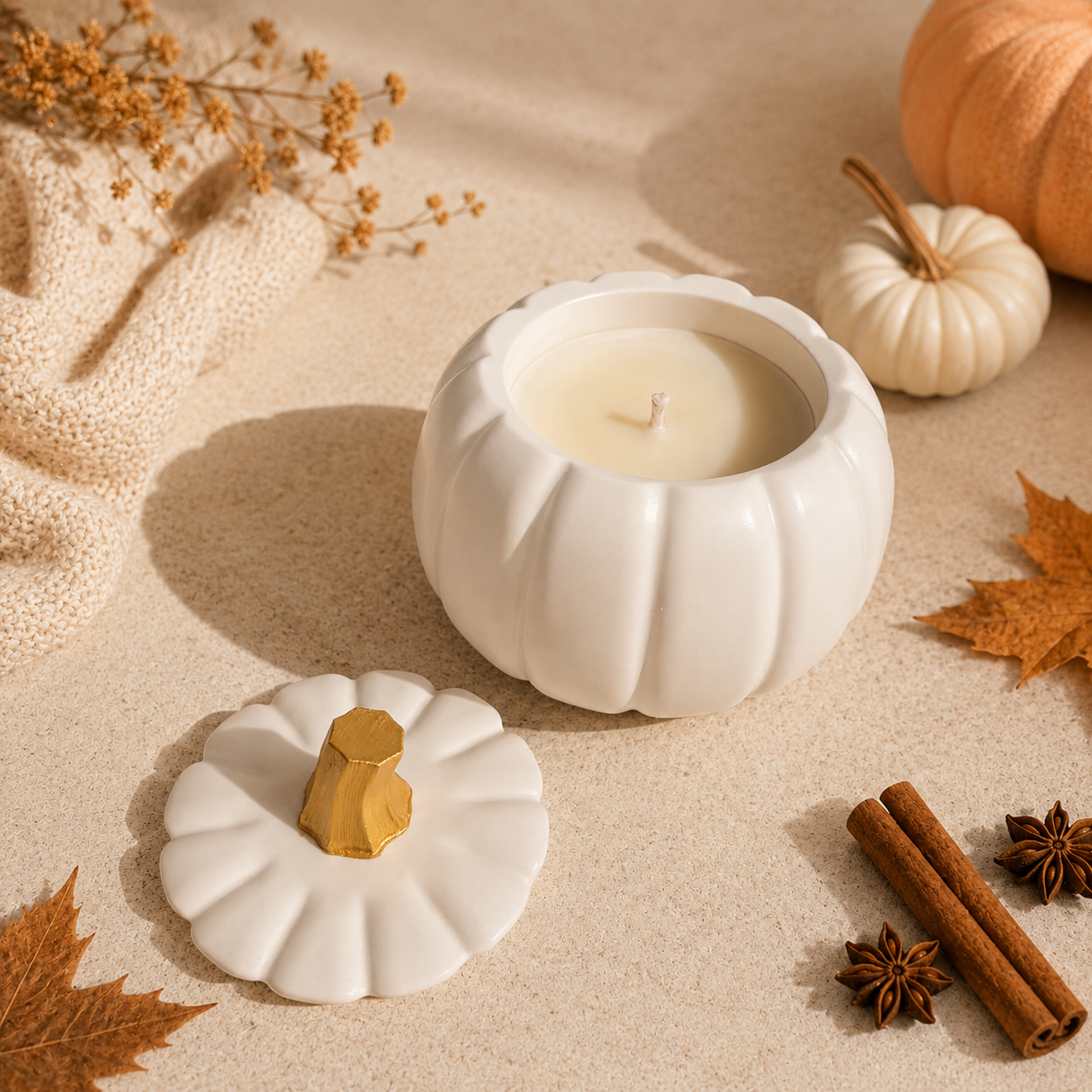 Pumpkin Patch Jesmonite kaars in pot - The Autumn Glow Collection