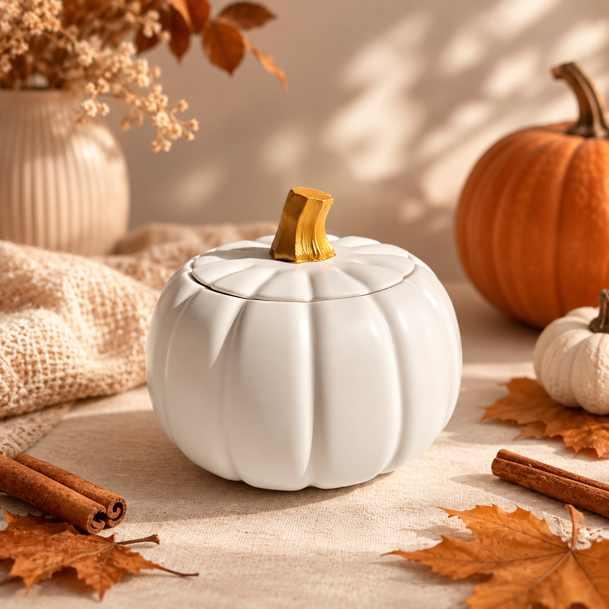 Pumpkin Patch Jesmonite kaars in pot - The Autumn Glow Collection