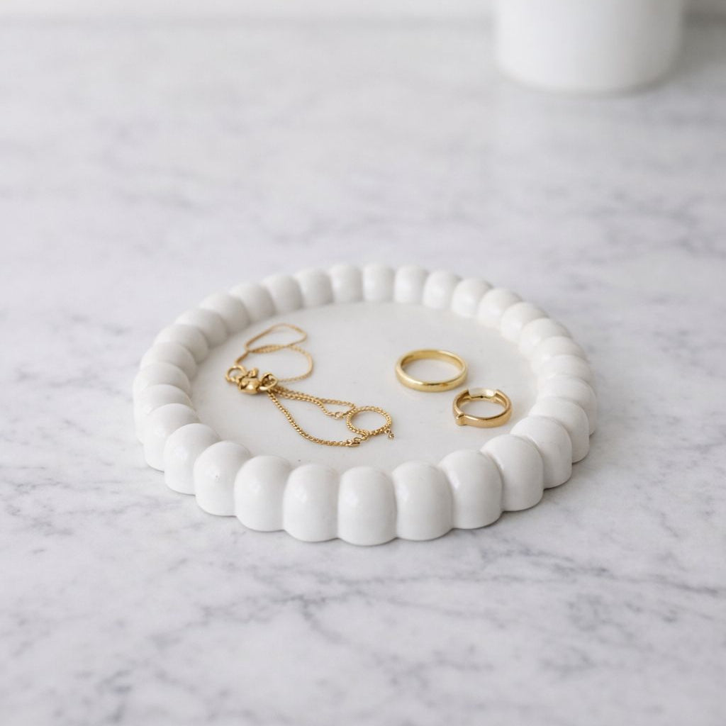 (L) Ronde bubbleplate sieraden- en kaarsenschotel