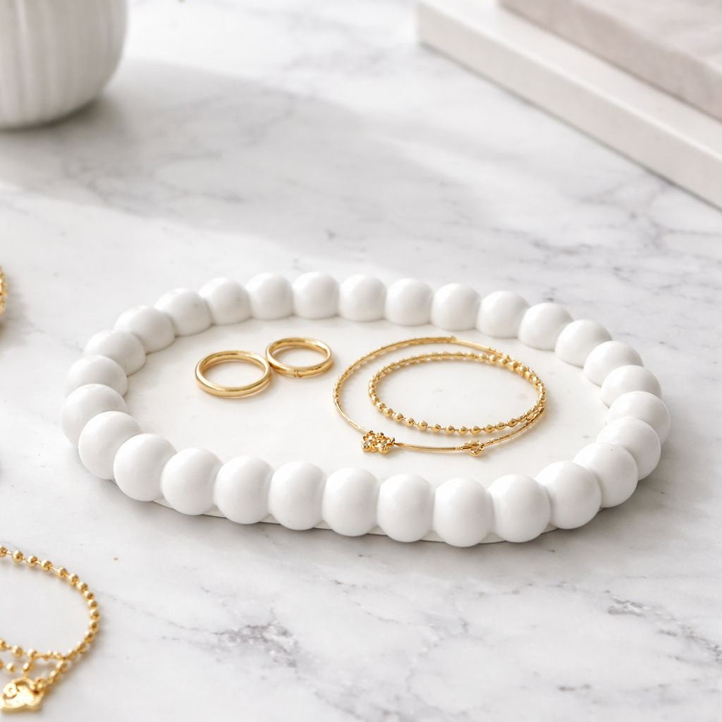 Ovaal bubbleplate sieraden- en kaarsenschotel