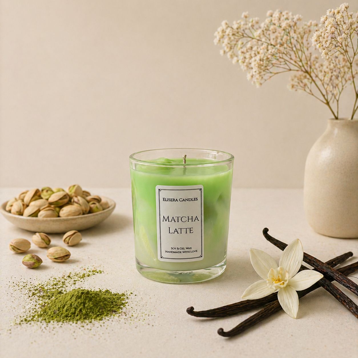 Matcha Latte Coffee & Tea collectie kaars in glas