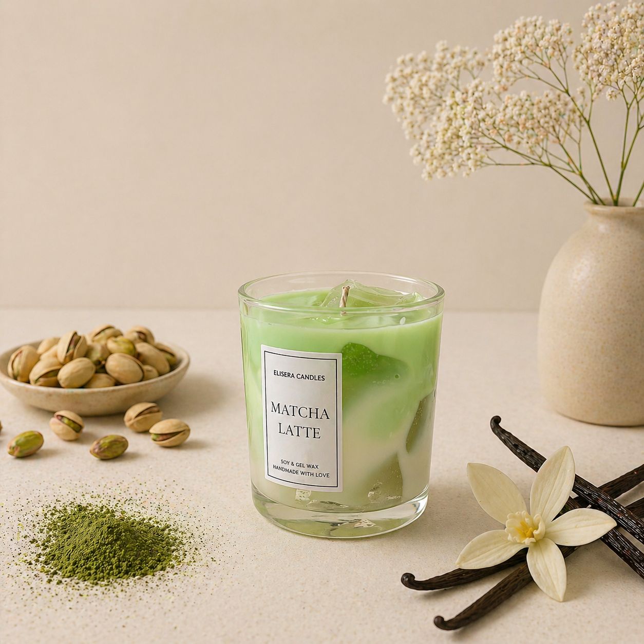 Matcha Latte Coffee & Tea collectie kaars in glas