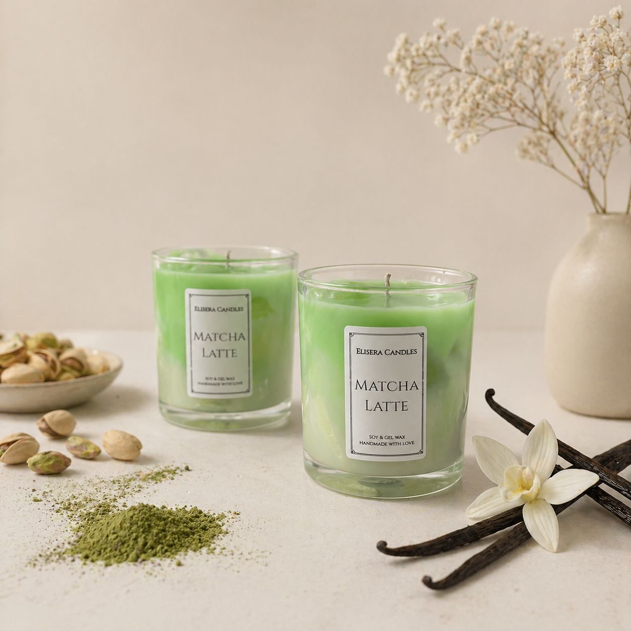 Matcha Latte Coffee & Tea collectie kaars in glas