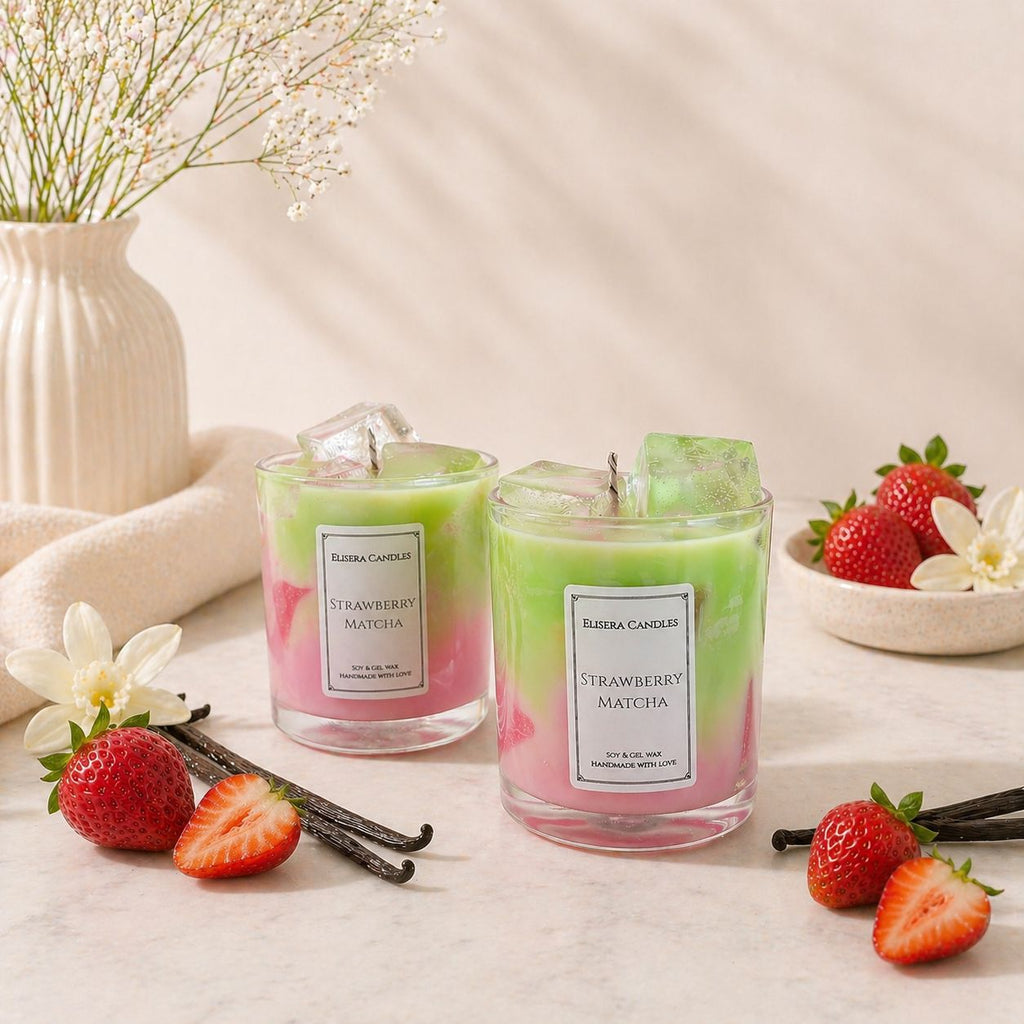 Strawberry Matcha Coffee & Tea collectie kaars in glas