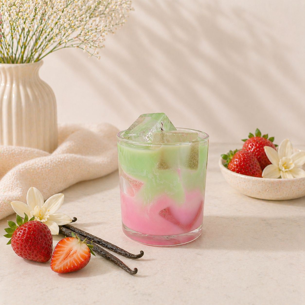 Strawberry Matcha Coffee & Tea collectie kaars in glas